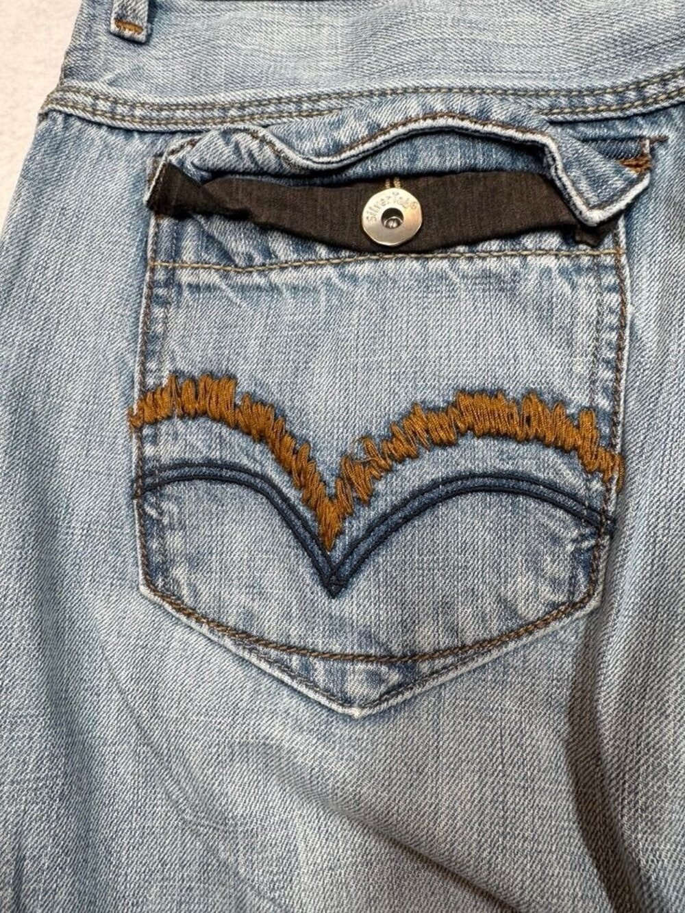 Levi's Silvertab Slim Straight Distressed Blue Jeans Flap Pockets Men's 36x32 - Picture 3 of 8